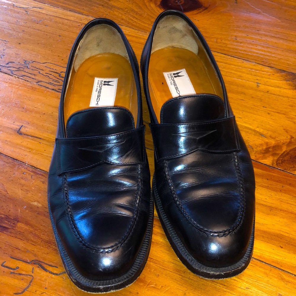 Moreschi Black Calf Loafers Size US 8